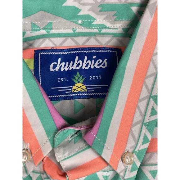 NEW Chubbies The En Fuegos Short Sleeve Poplin Button Down Shirt Men’s Small - Picture 3 of 5
